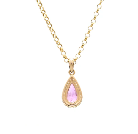 Pink Sapphire Pear Charm Pendant