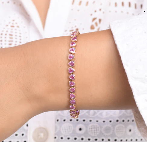 Pink Sapphire Heart Bracelet