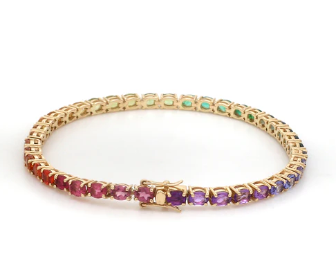 Rainbow Gemstone Oval Tennis Bracelet
