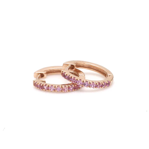 Pink Sapphire Mini Hoops