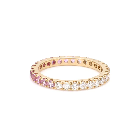 Pink Sapphire Diamond Half & Half Ring