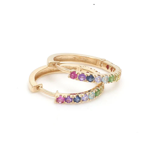 Rainbow Gemstone Mini Hoops