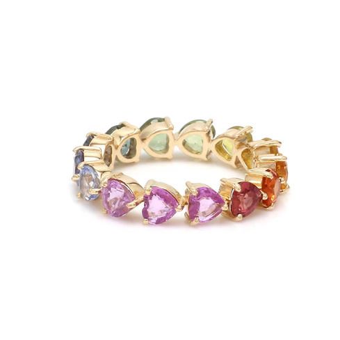 Rainbow Sapphire East West Heart Ring