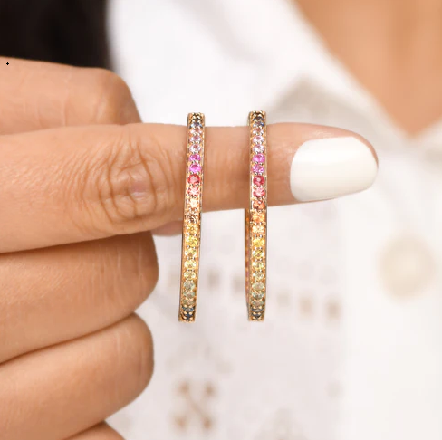 Rainbow Sapphire 2MM Hoops