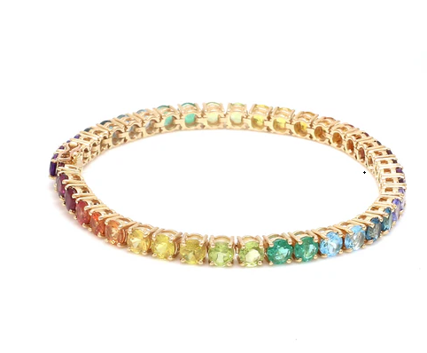 Rainbow Gemstone 4MM Round Tennis Bracelet