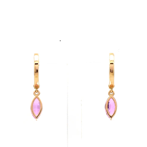 Pink Sapphire Marquise Mini Huggies Earrings