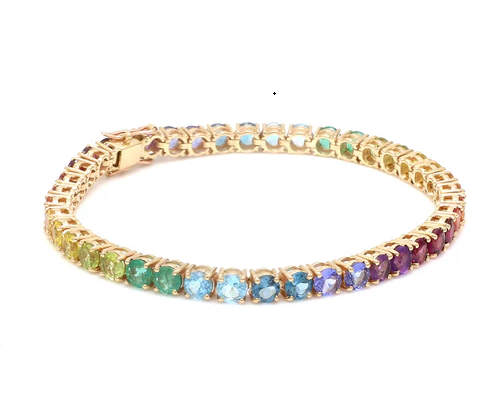 Rainbow Gemstone 4MM Round Tennis Bracelet