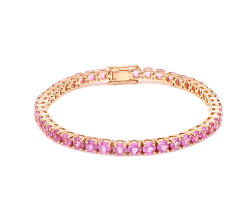 Pink Sapphire 3.50MM Round Bracelet