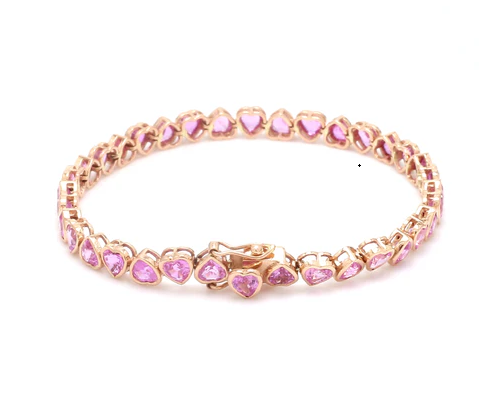 Pink Sapphire Heart Bracelet