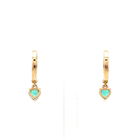 Emerald Heart Mini Huggies Earrings