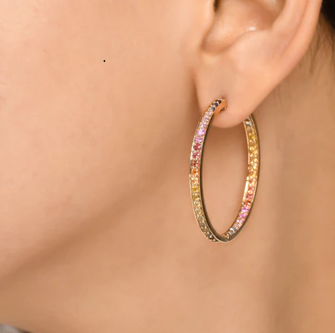 Rainbow Sapphire 2MM Hoops