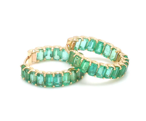 Emerald Octagon Mini Hoops
